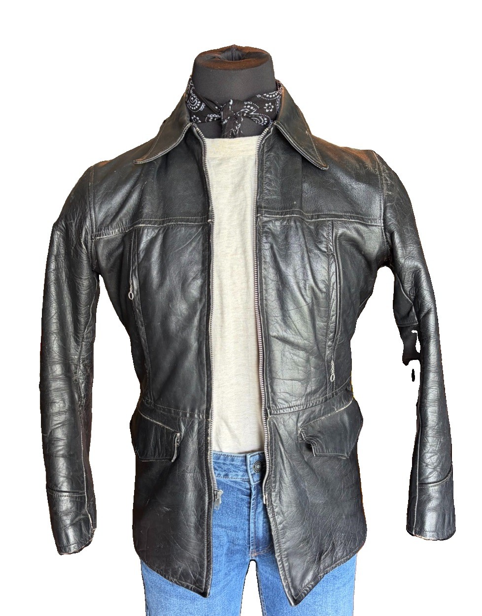 Rare Vintage 60s Harley-Davidson Townsman Horsehide Leather Jacket Talon Serval