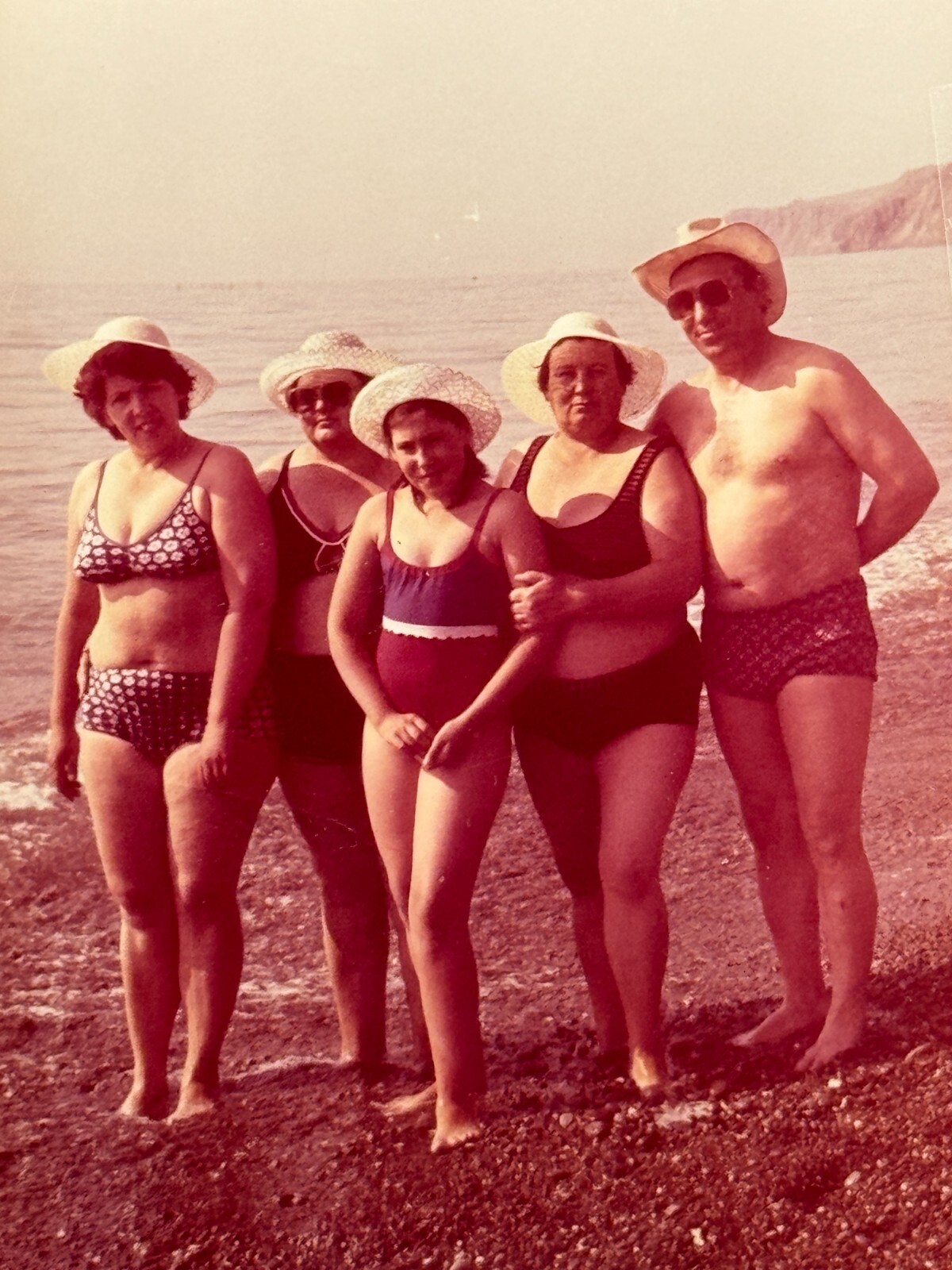 Beautiful Women Bikini Shirtless Man Sea Beach 1980s Soviet Vtg Snapshot Photo