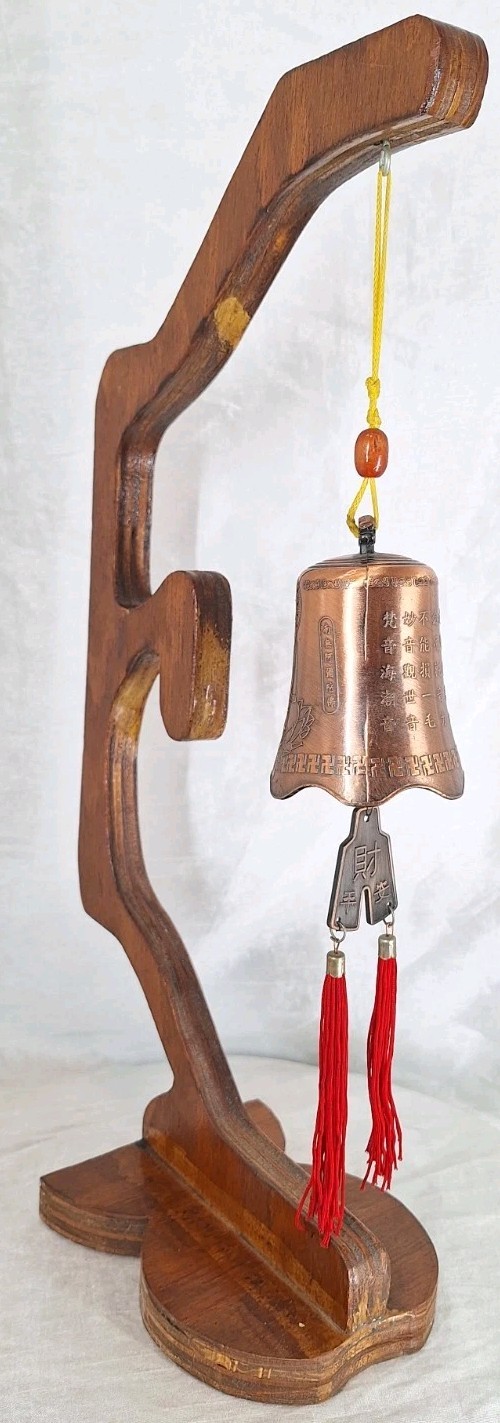 VTG Handcrafted Buddha Feng Shui Ritual Desktop Temple Tasseled Copper Bell 17\