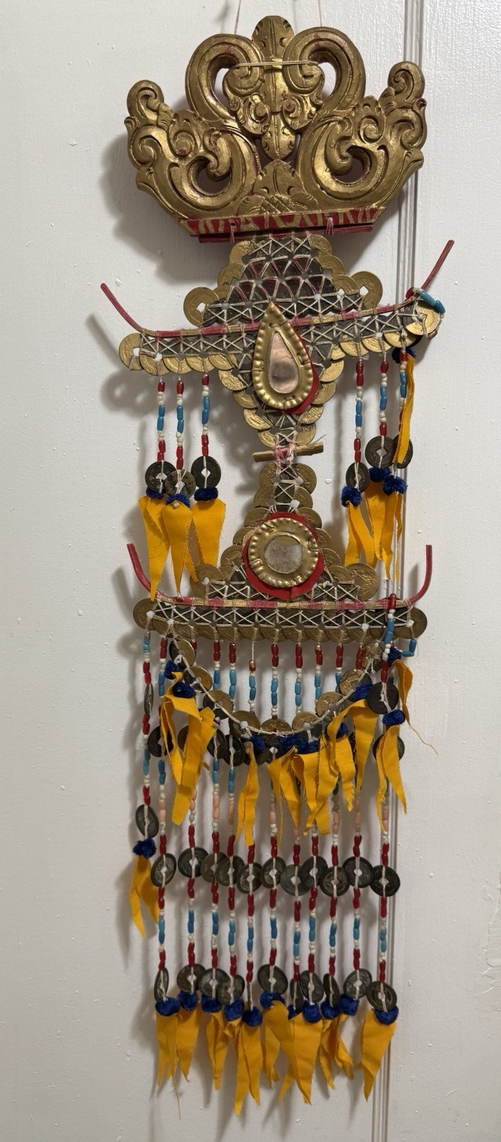 VTG Indonesian Balinese Temple Hanging Kepeng Lamak Authentic Chinese Coins