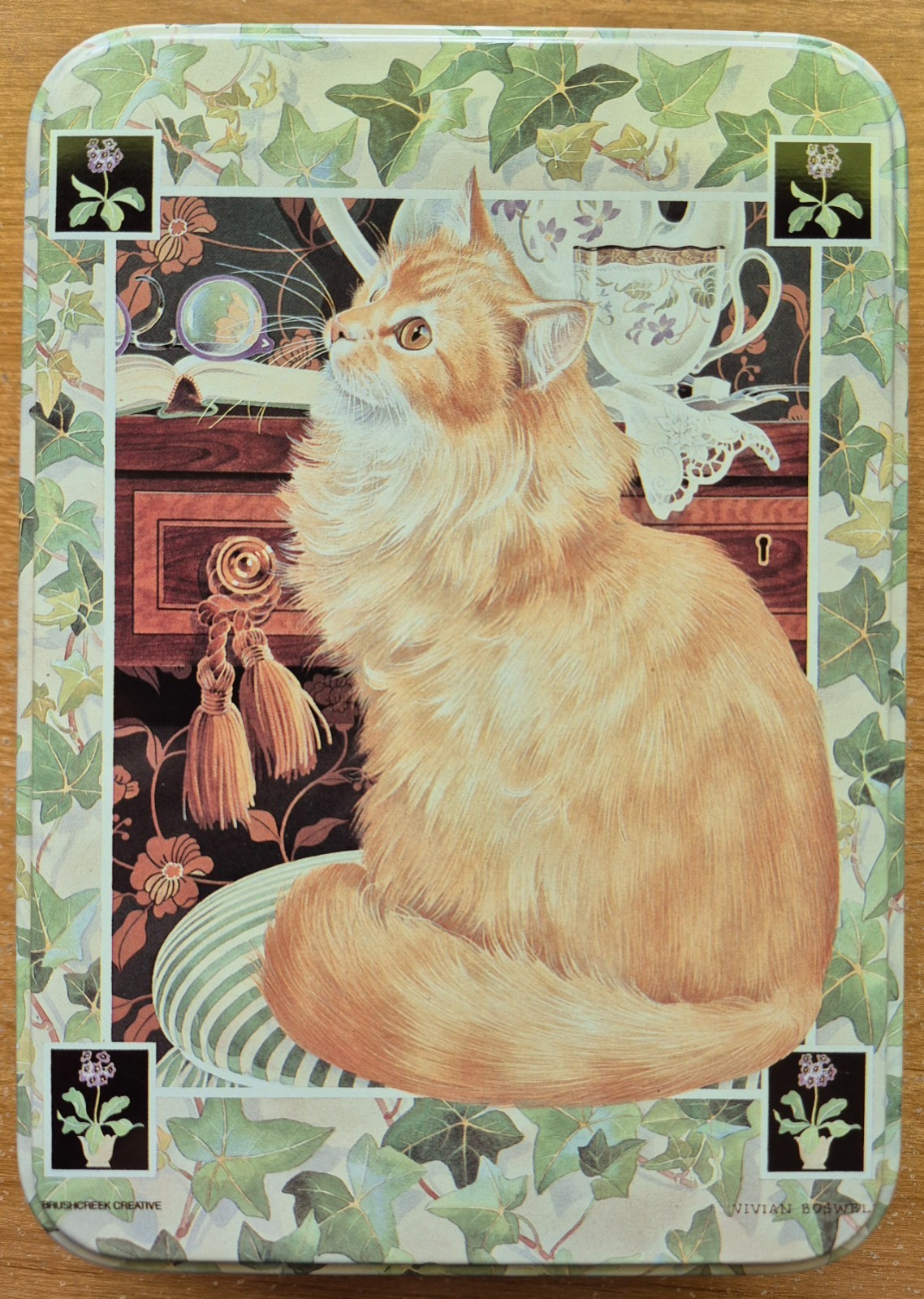 Vintage Brushcreek Creative Vivian Boswell Cat Tin 5.25 x 7.25 x 2.25