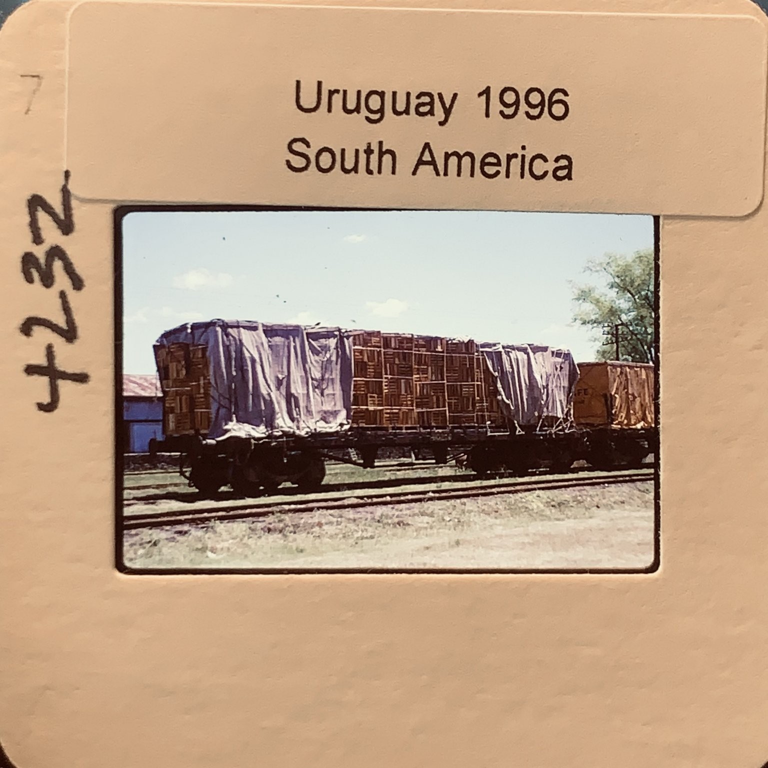 Vtg 1996 Uruguay South America Railroad Train Freight Flatcar 35mm Slide