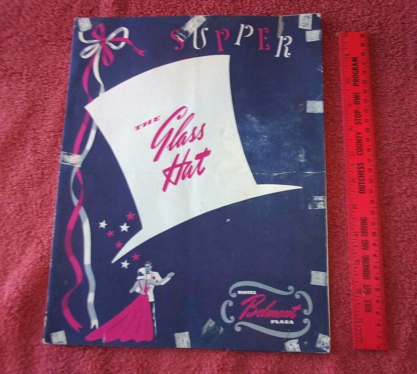 Rare 1943 Hotel Belmont Plaza Menu The Glass Hat Supper menu Vintage Collectible
