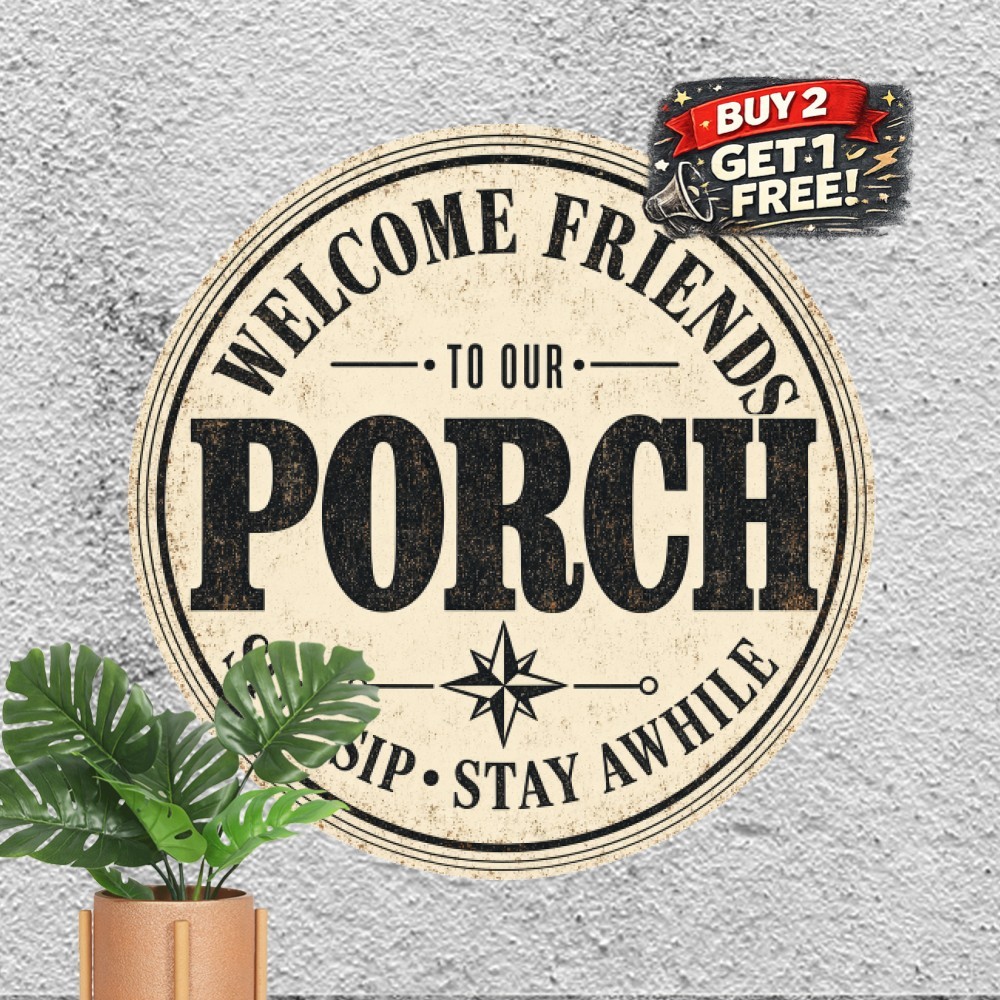 vintage welcome metal sign home porch cafe restaurant