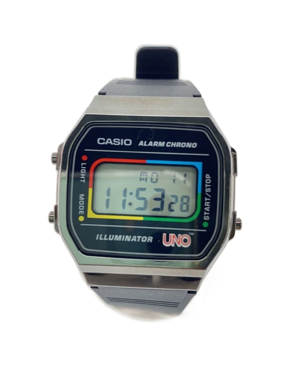 CASIO Quartz Digital Watch, Rubber Strap, Black, A168WE UNO