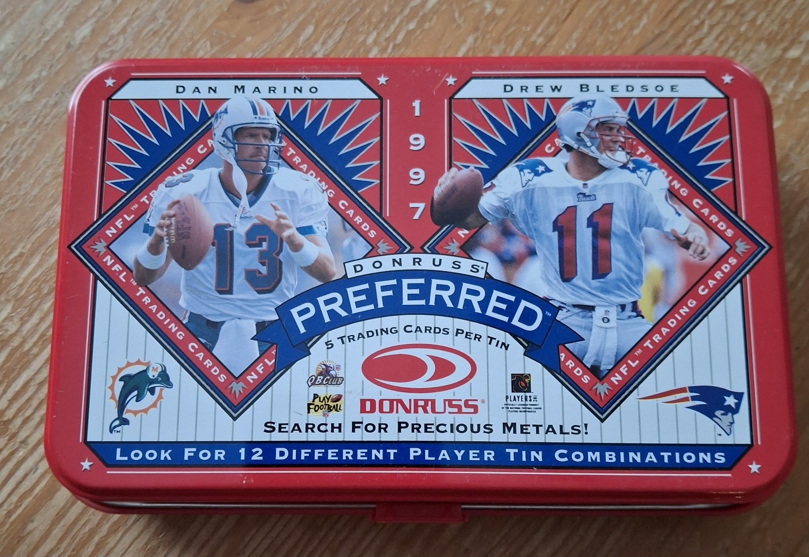 1997 Donruss Preferred Football Empty Tin Dan Marino & Drew Bledsoe 
