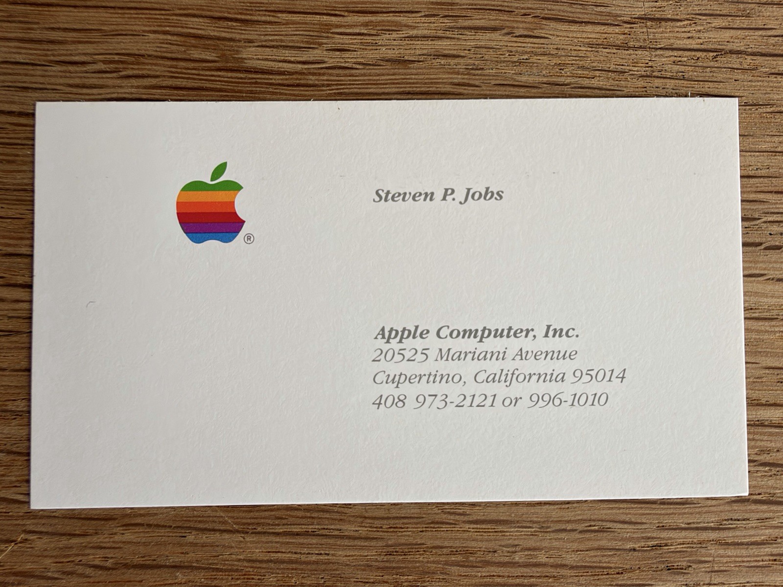 Steve Jobs Apple Computer Business Card 1980s Original Rainbow Logo Cupertino