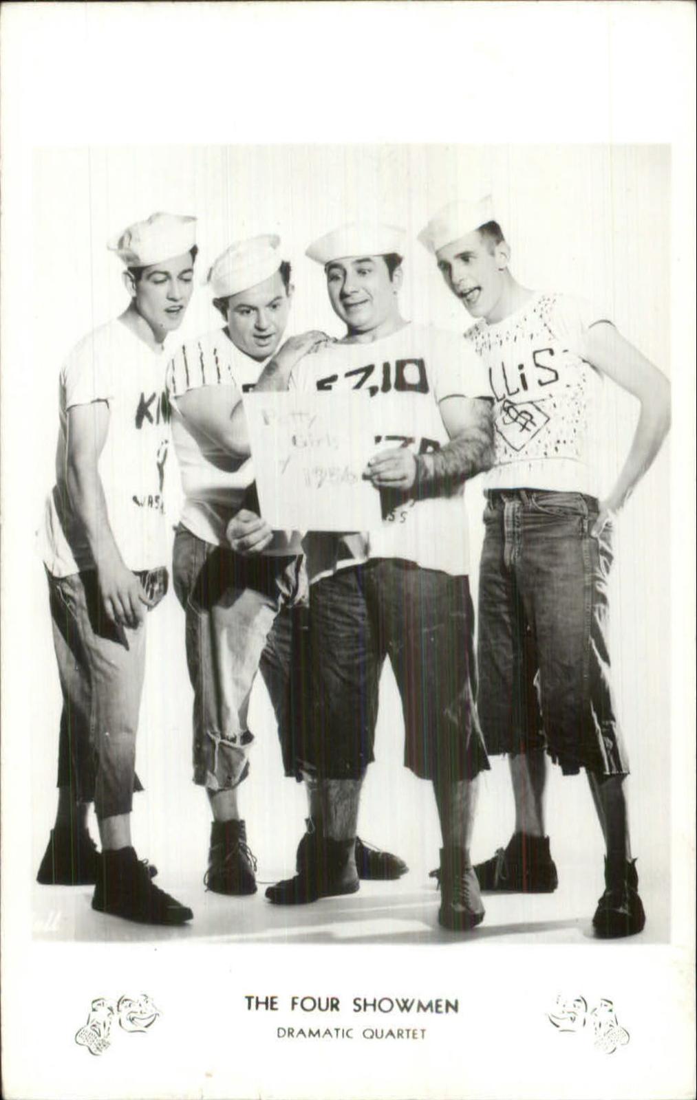 Stage Act Comedy Dramatic Quartet Sailor Hats THE FOUR SHOWMEN RPPC