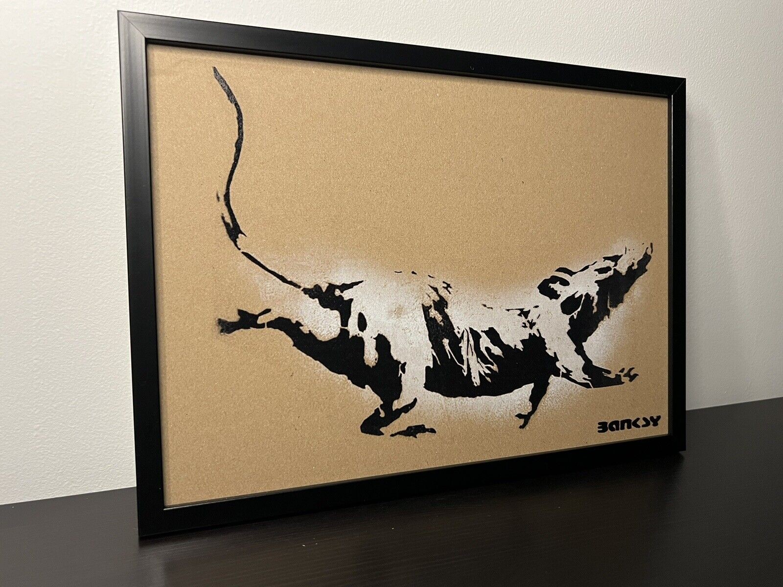 Banksy (after) - stencil on cardboard 20×30 - framed - edition of 50