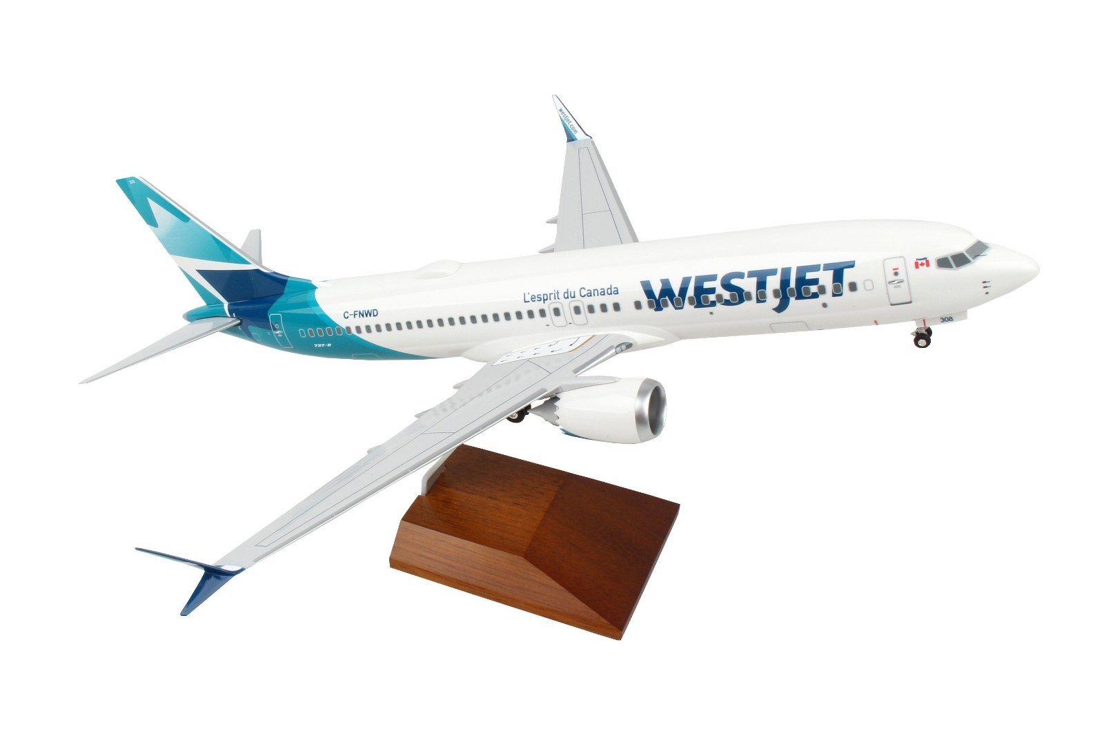 Skymarks SKR8276 Westjet Boeing 737-Max8 C-FNWD Desk Top Model 1/100 Airplane