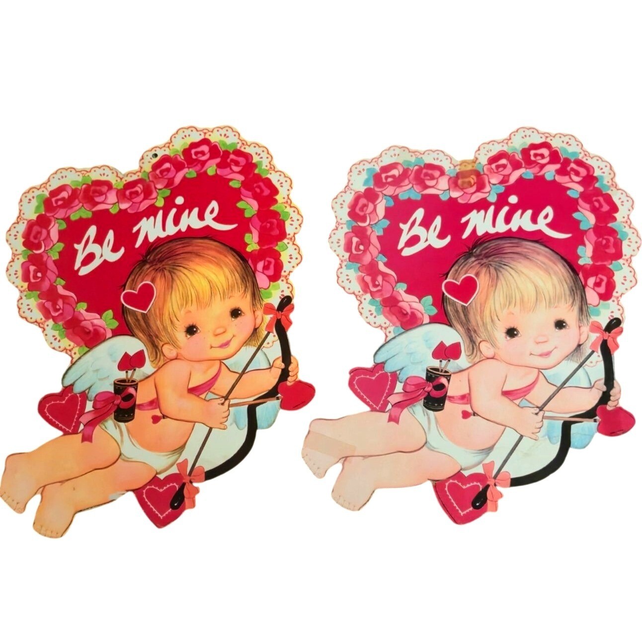 Vintage Valentines Day Ephemera Large cardboard Cut Outs baby Cupid retro DECOR