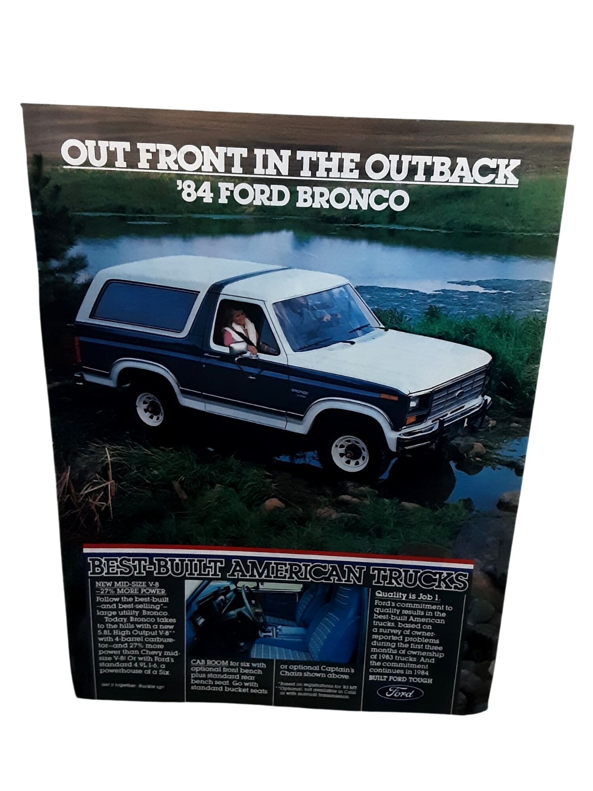1984 Ford Bronco Vintage Print Ad SUV Truck Built Ford Tough