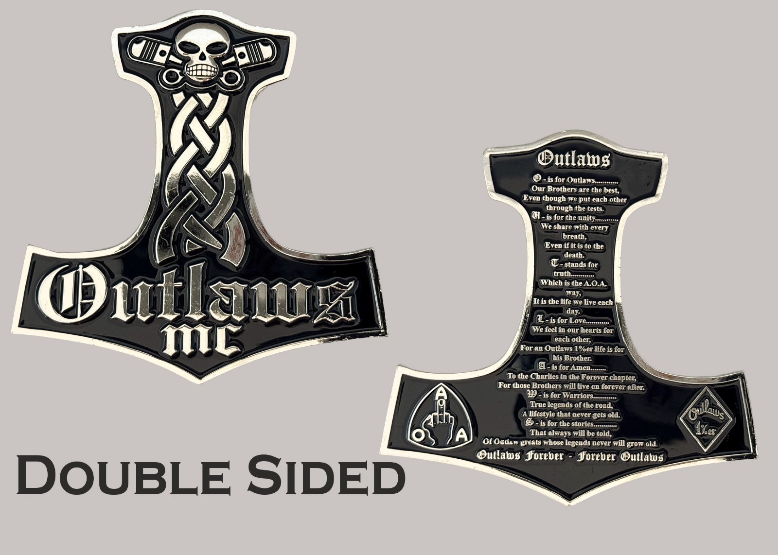 Outlaws MC Mjolnir Skull Shaped Biker Challenge Coin  J#43