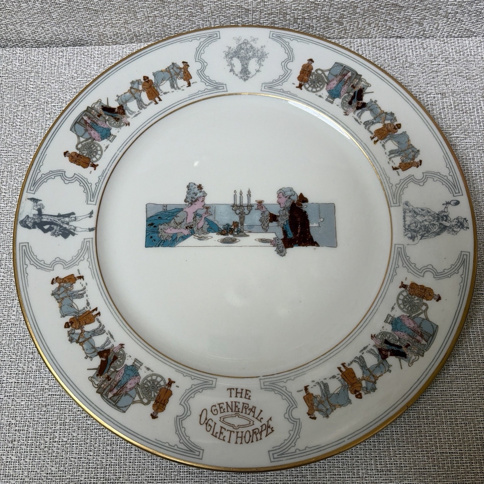 Vintage Lamberton SCAMMELL CHINA PLATE General Oglethorpe Hotel Sm Chip See Pic