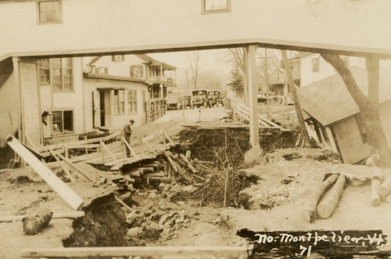 1927 Montpelier VT Flood RPPC Aftermath Damage Real Photo Postcard Vermont