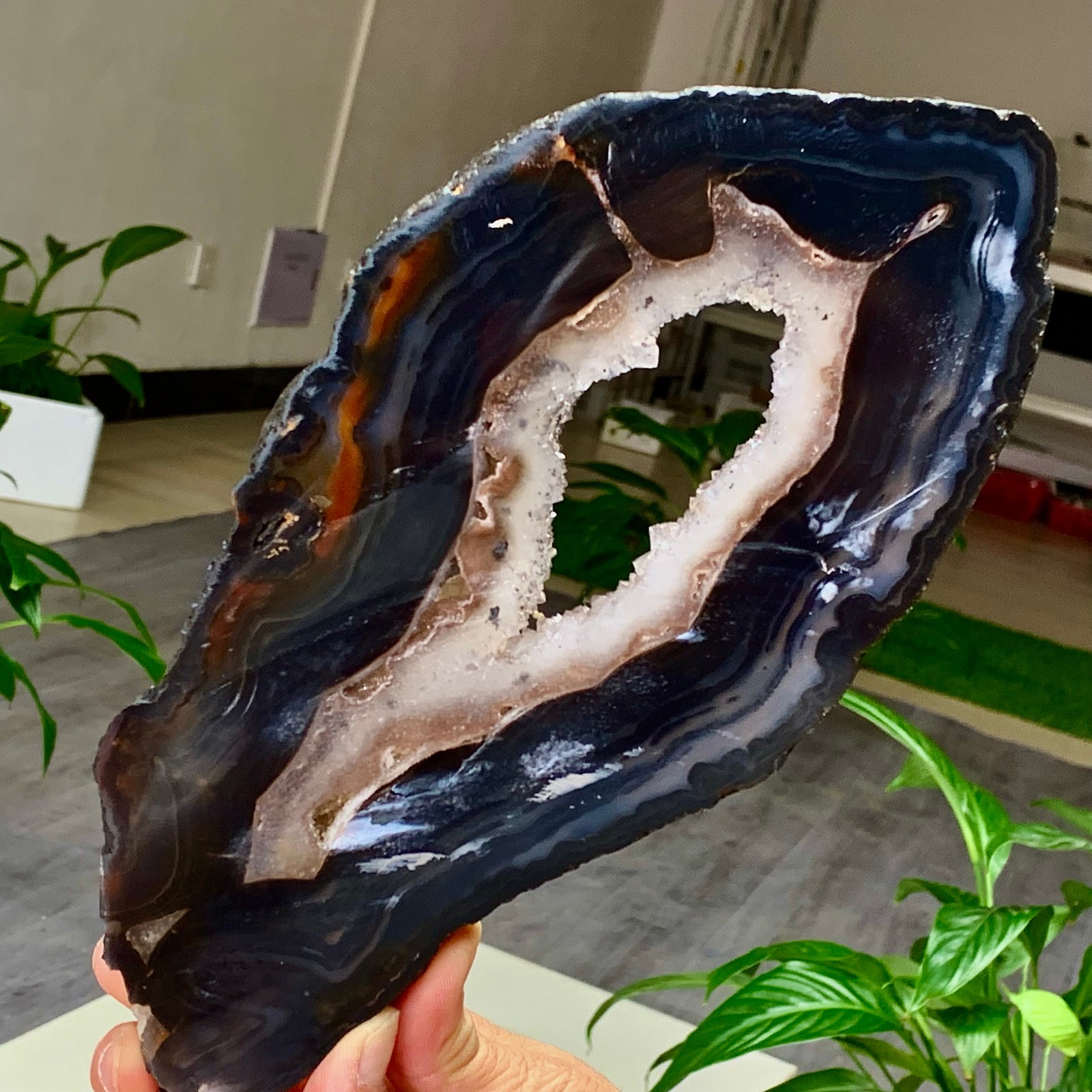 1.75LB Natural  Stripe Agate Slice Quartz Crystal  Slab Ore Specimen
