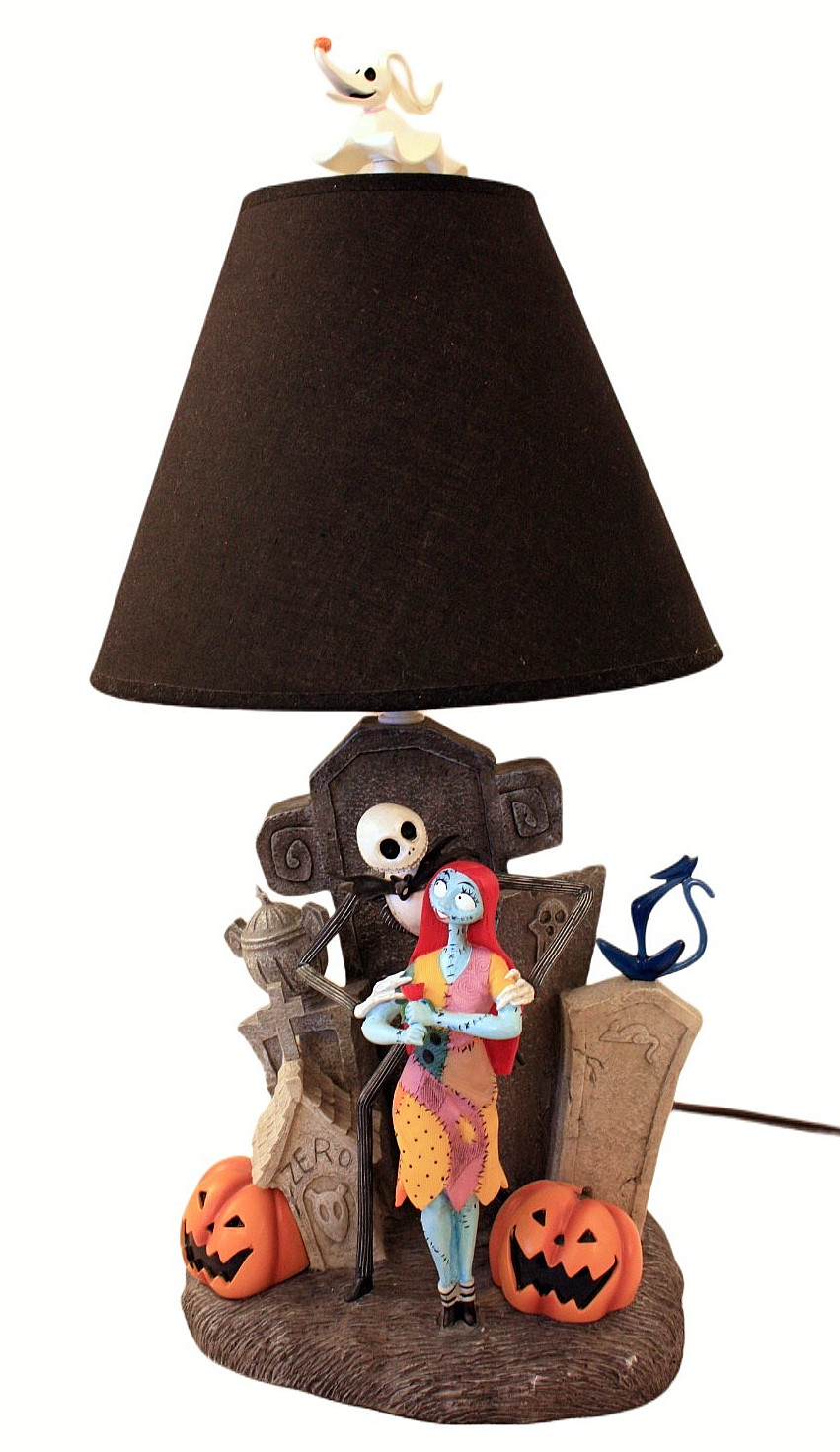 Vintage Nightmare Before Christmas Jack & Sally Graveyard Table Lamp WORKS