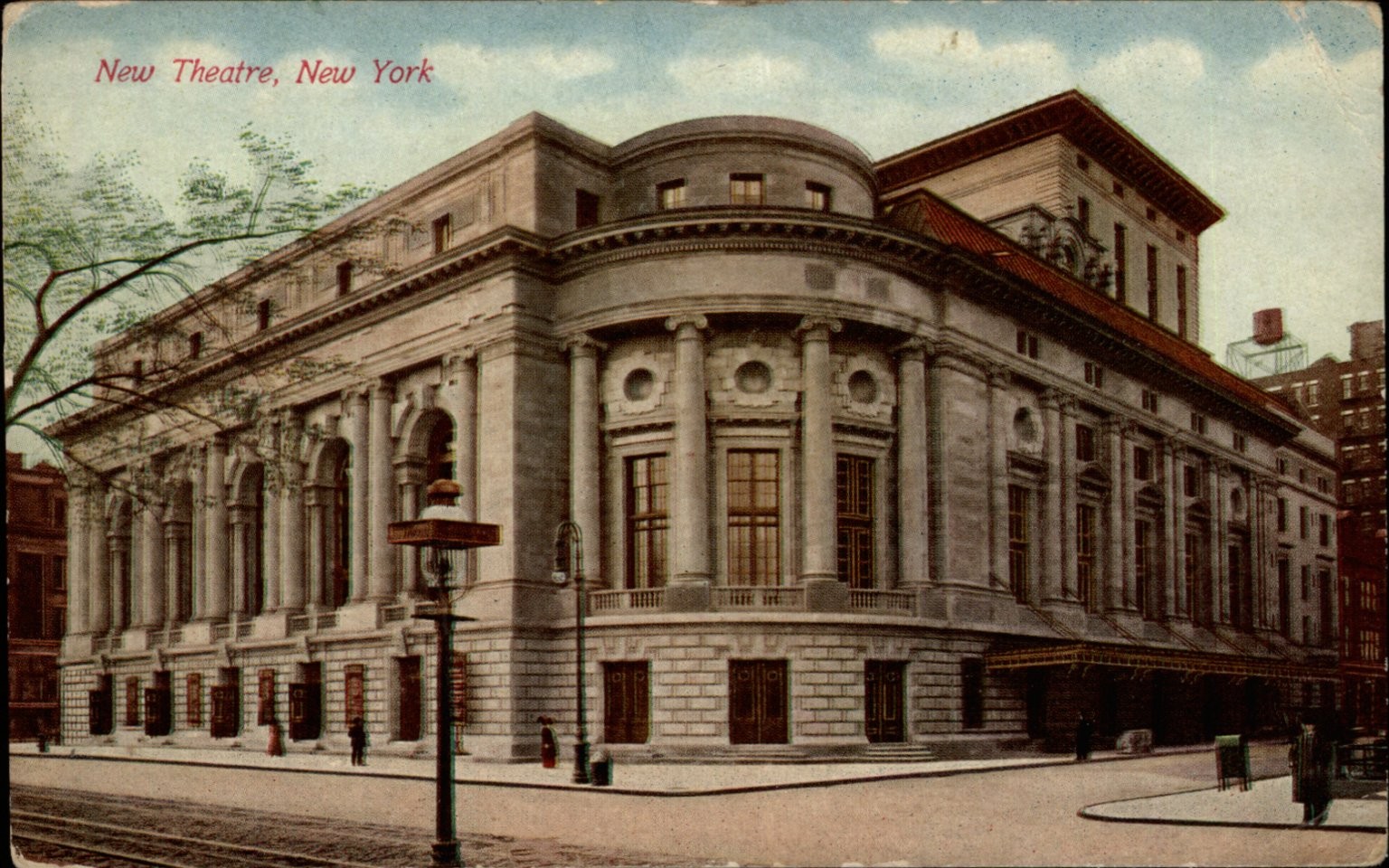 New Theatre NYC NY Central Park West 62nd St Street View vintage postcard b19