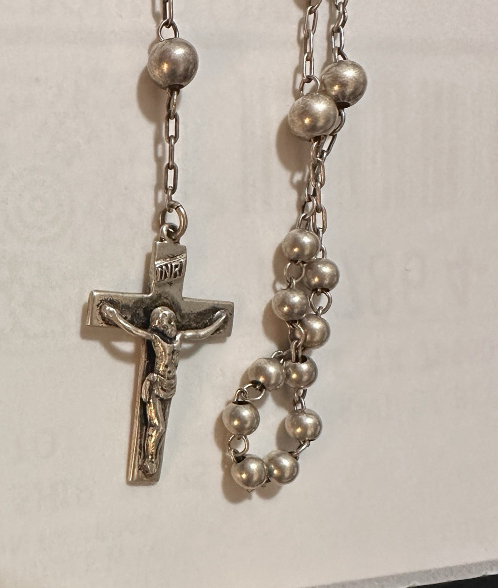 Antique Miniature Sterling Silver Rosary Chatelaine Purse Pendant Case B Co