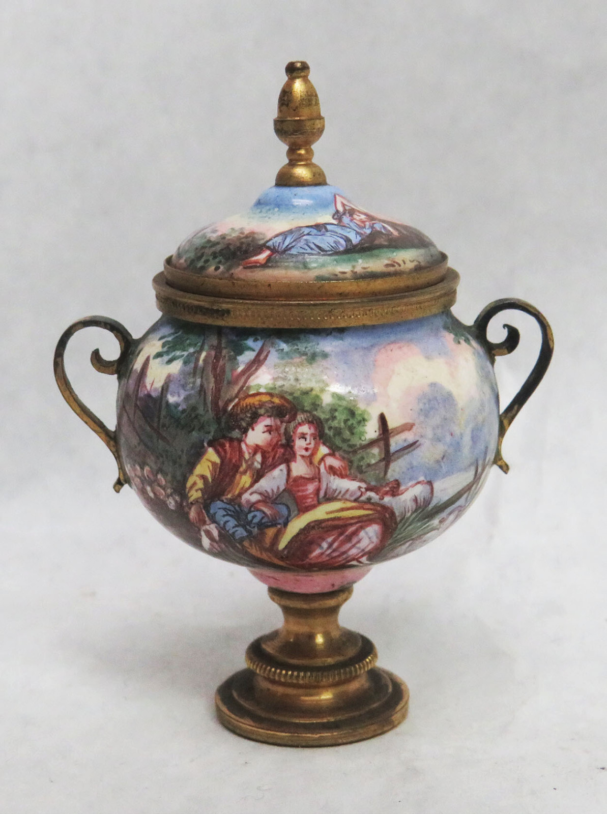VINTAGE RARE VIENNESE GILT BRONZE PORCELAIN 2 1/8\
