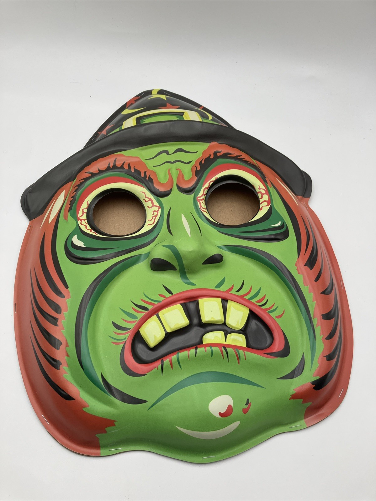 Retro A Go-Go Ben Cooper Ghoulsville Green Witch Vacuform Plastic Mask Decor