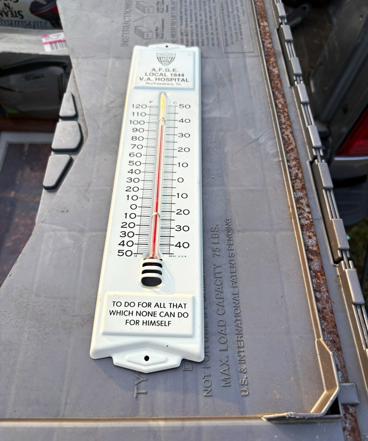 Vintage AFGE Local 1844 VA Hospital Murfreesboro TN Wall Thermometer Union