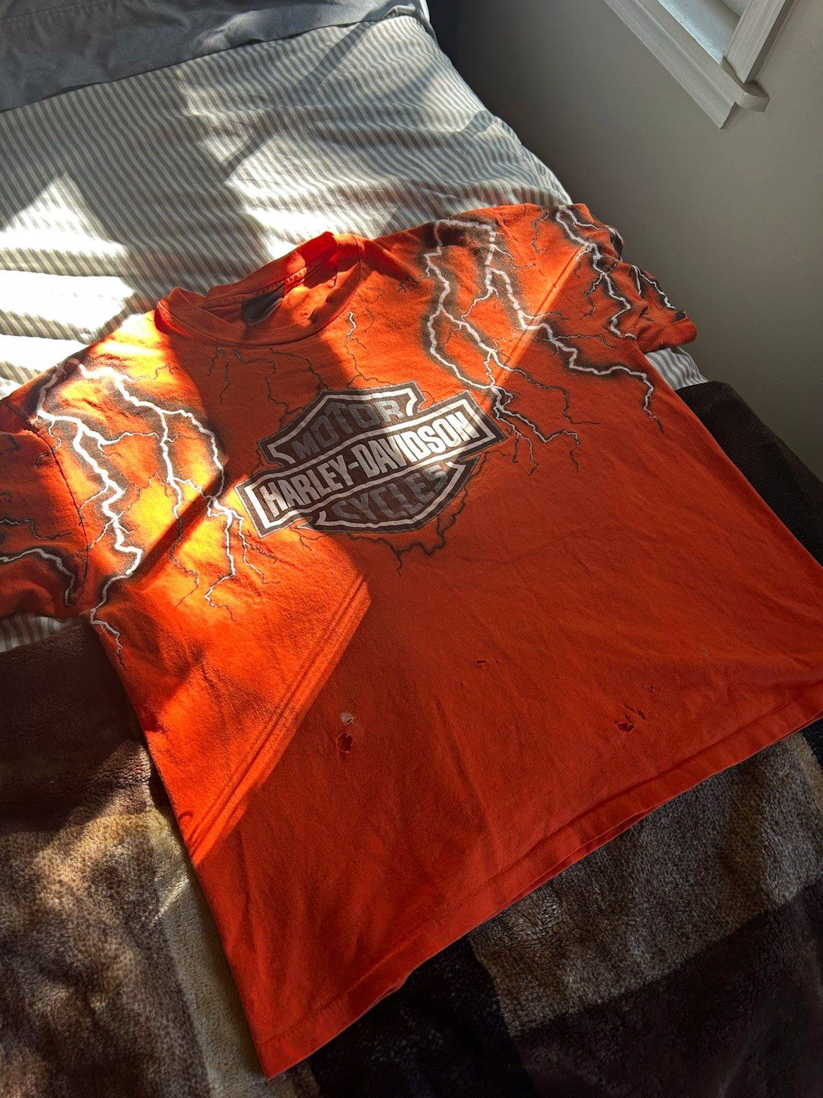 Harley-Davidson Hampton Roads Newport News VA Orange Lightning Size Small
