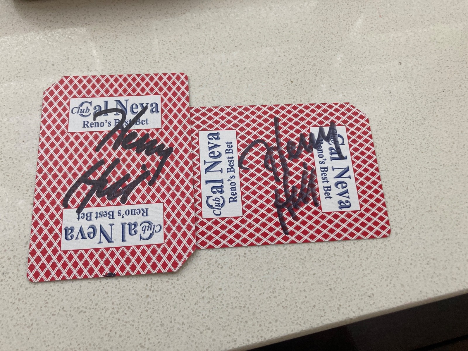 2 HENRY HILL GOODFELLAS SIGNED CAL NEVA RENO CASINO  2 SIGNED 6 AND 4 DIAMONDS