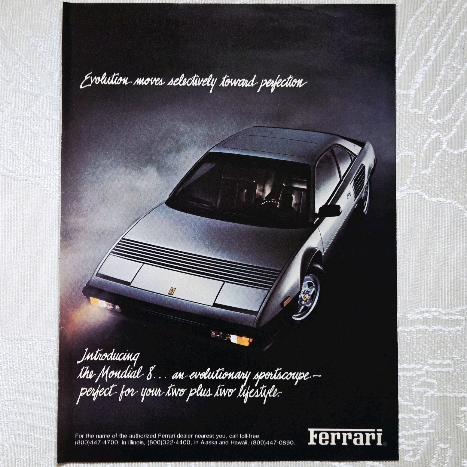 Vintage 1982 Ferrari Mondial 8 Original Print Ad Evolution Moves To Perfection