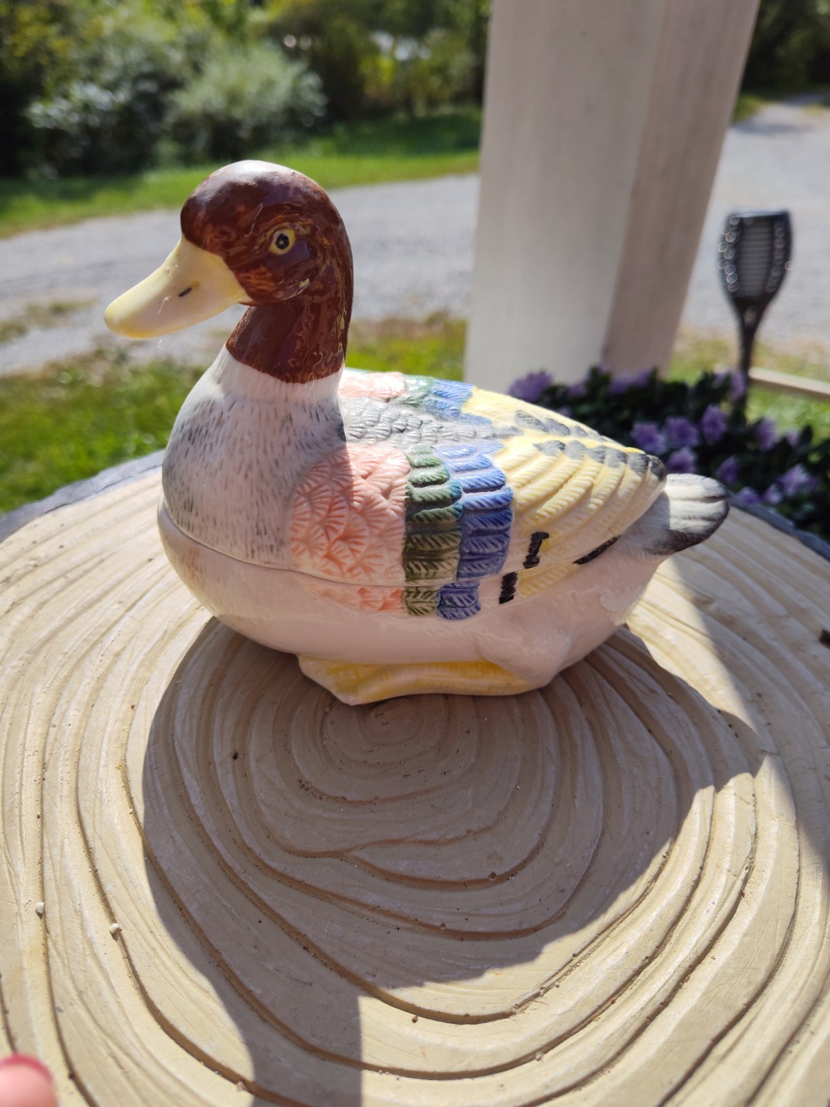 Vintage K's Collection Swan Duck Geese Water Bird Ceramic Trinket  Box Dish 