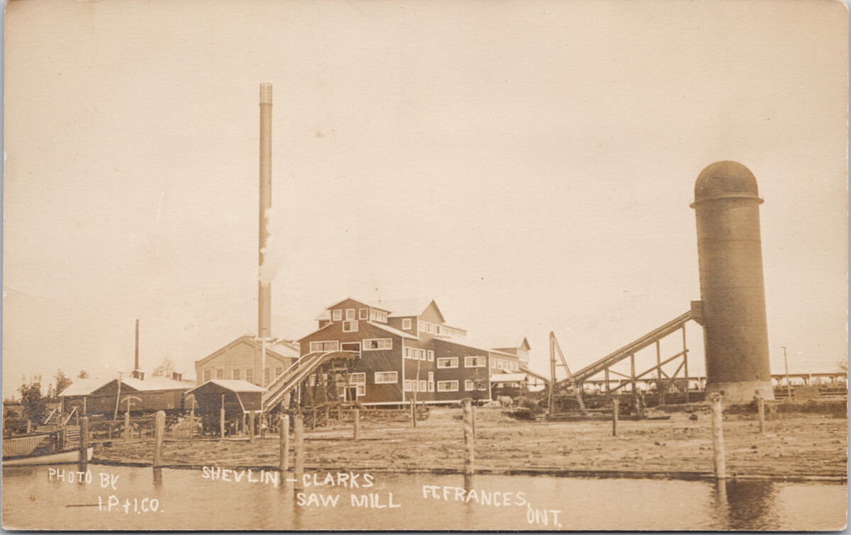 Fort Frances Ontario Shevlin Clarke Saw Mill IP+ICO Real Photo Postcard F83
