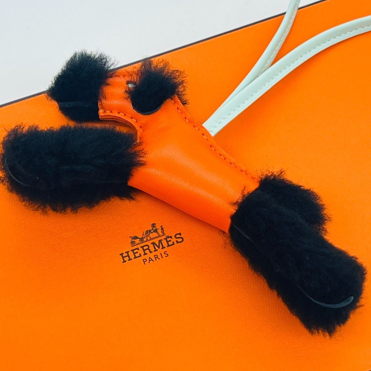 Hermès Buddy Charm Black G Stamp Orange×Black