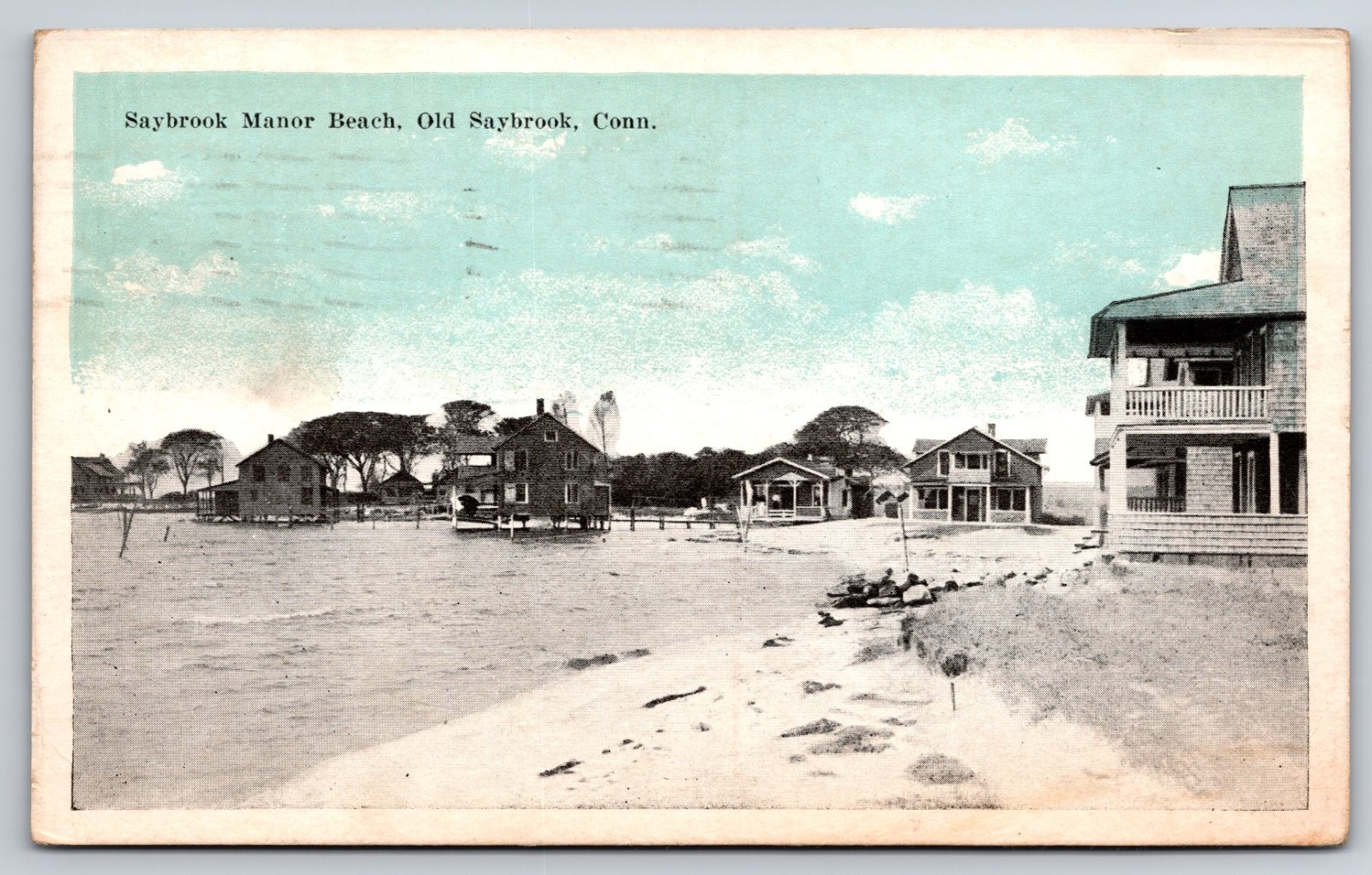 Saybrook Manor Beach Old Saybrook Connecticut Cottages c1920 Postcard
