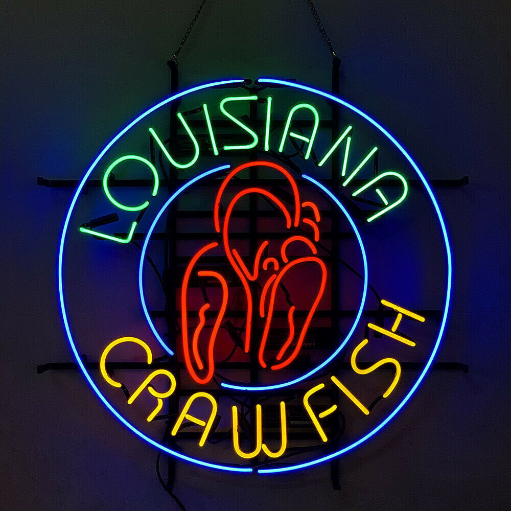 New Louisiana Crawfish Seafood Open Lamp Neon Light Sign 24