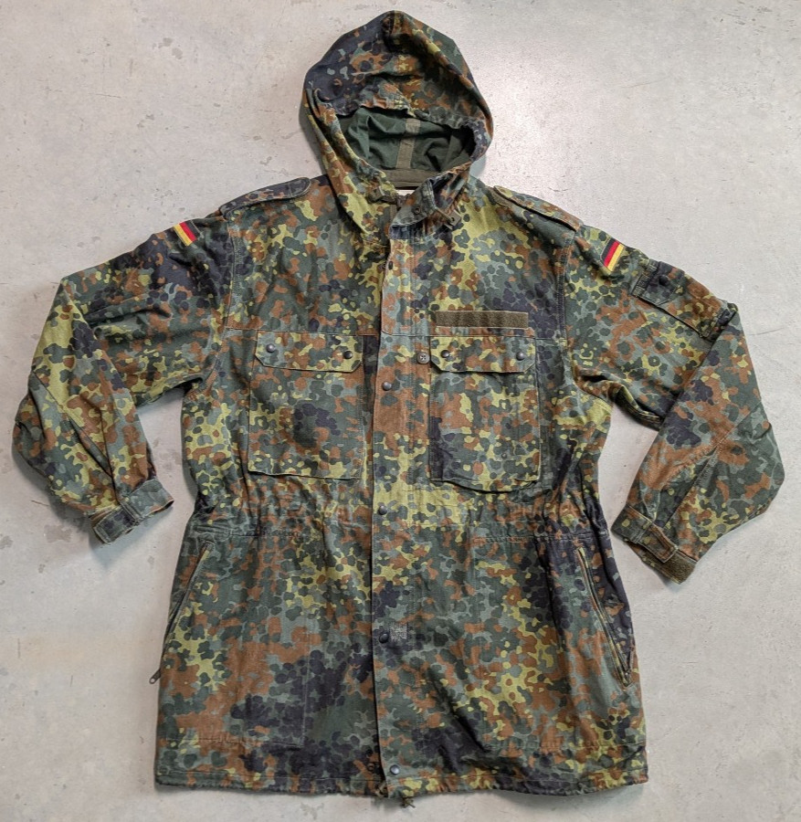 Vintage German Military Bundeswehr Flecktarn Camo Fishtail Parka 52