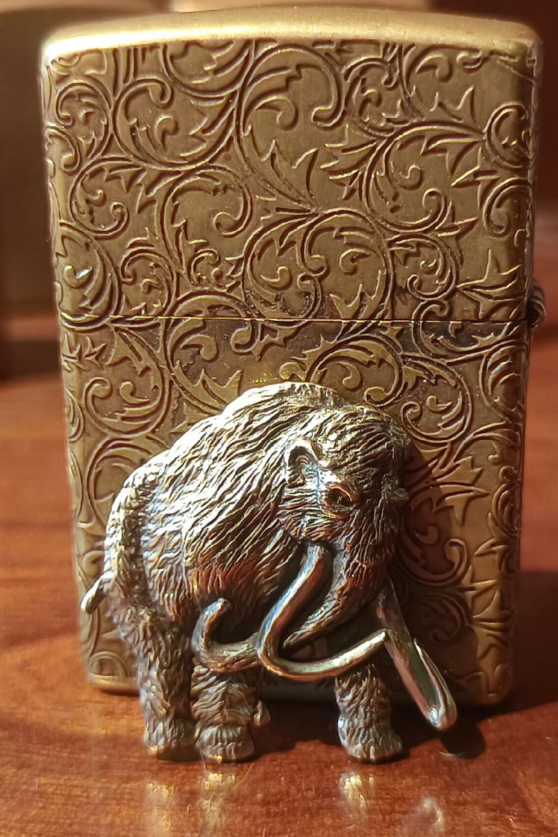 Vintage Mammoth Brass Lighter Patch DIY Handmade Collectible Emblem