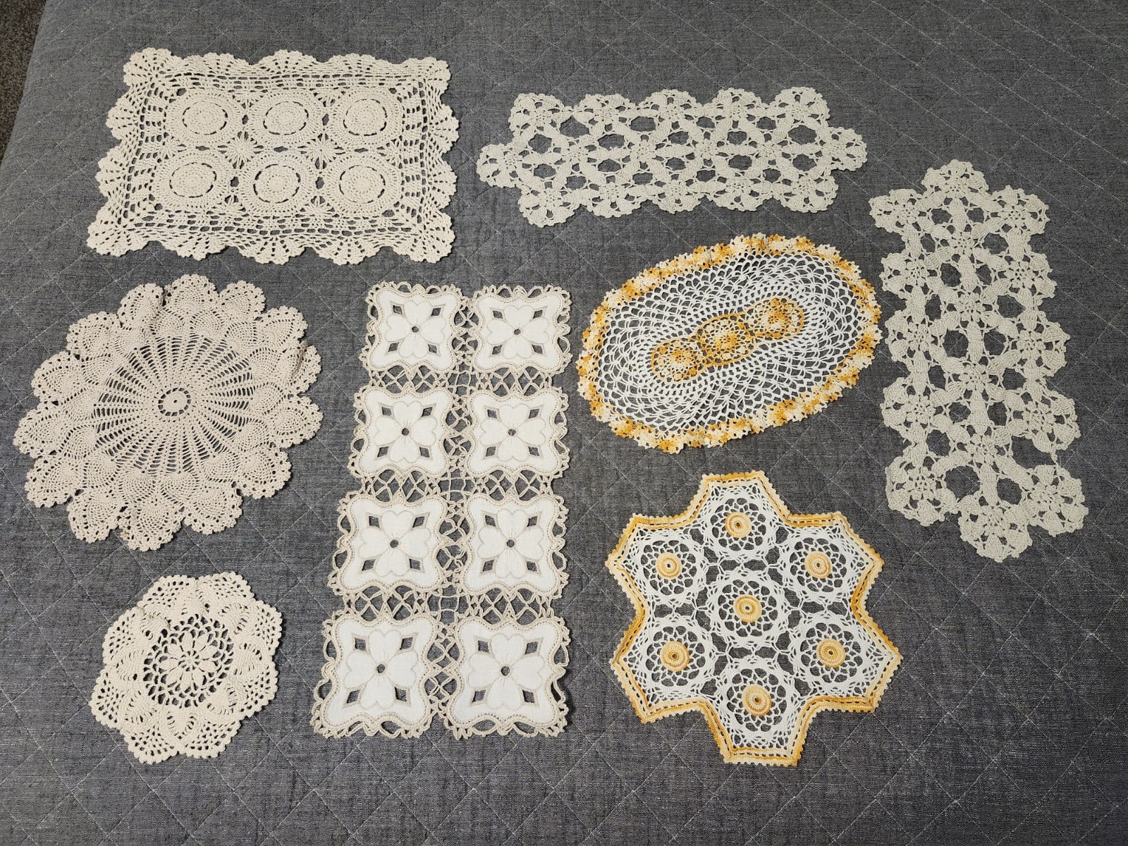 8 Vintage Crochet Doilies Dresser Tray Decor Cottagecore GORGEOUS 