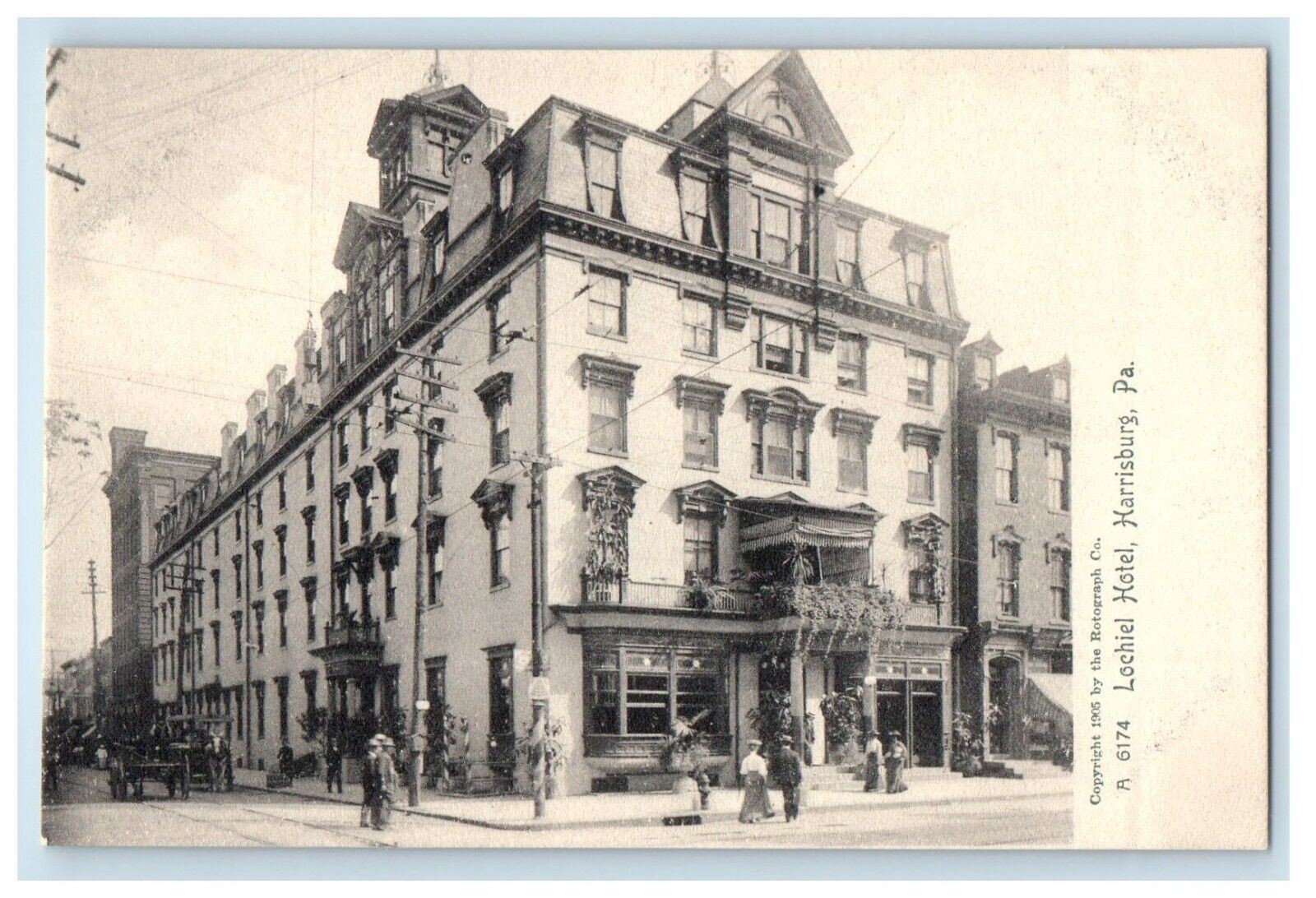 c1905 Lochiel Hotel Building Harrisburg Pennsylvania PA Rotograph Postcard