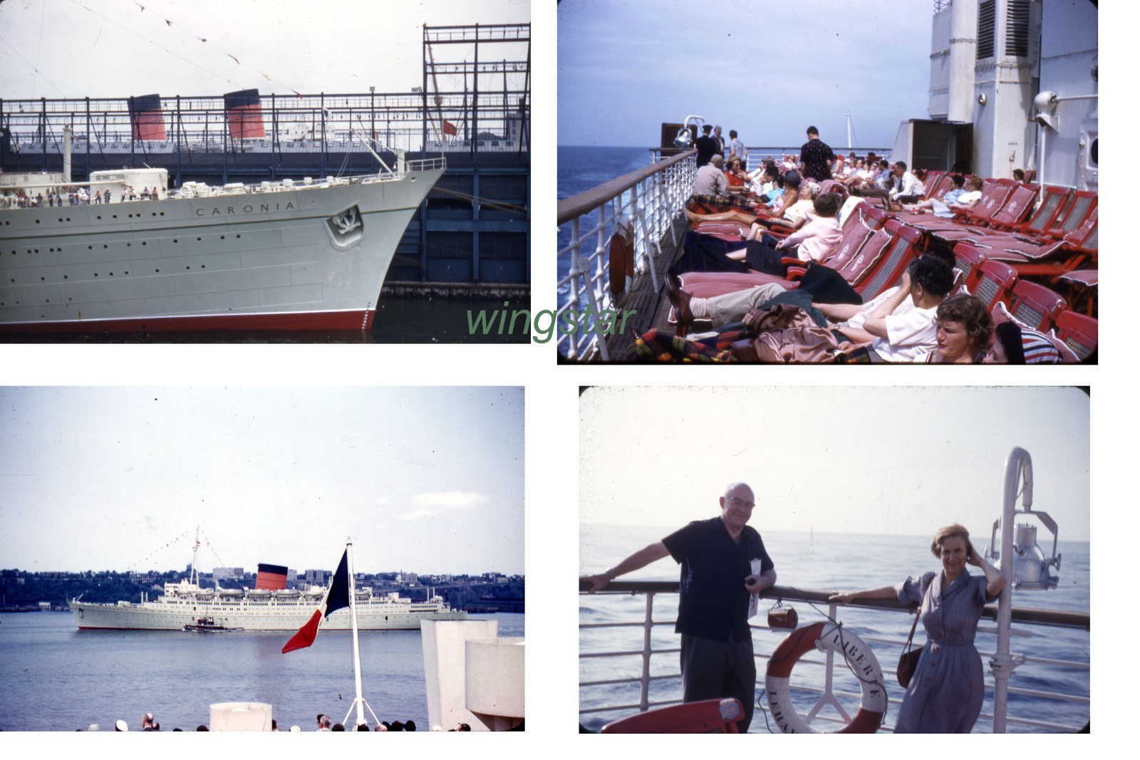 1954 RMS Caronia Green Goddess Cruise Ship Cunard Line 4 Kodachrome Kodak Slides
