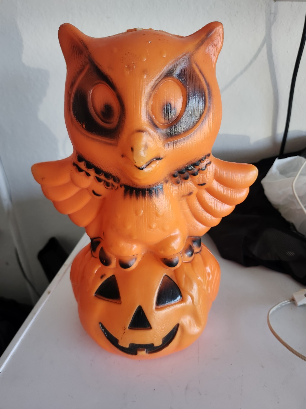 VINTAGE STAR BAND HALLOWEEN OWL ON PUMPKIN BLOWMOLD No Cord 13” **HTF**