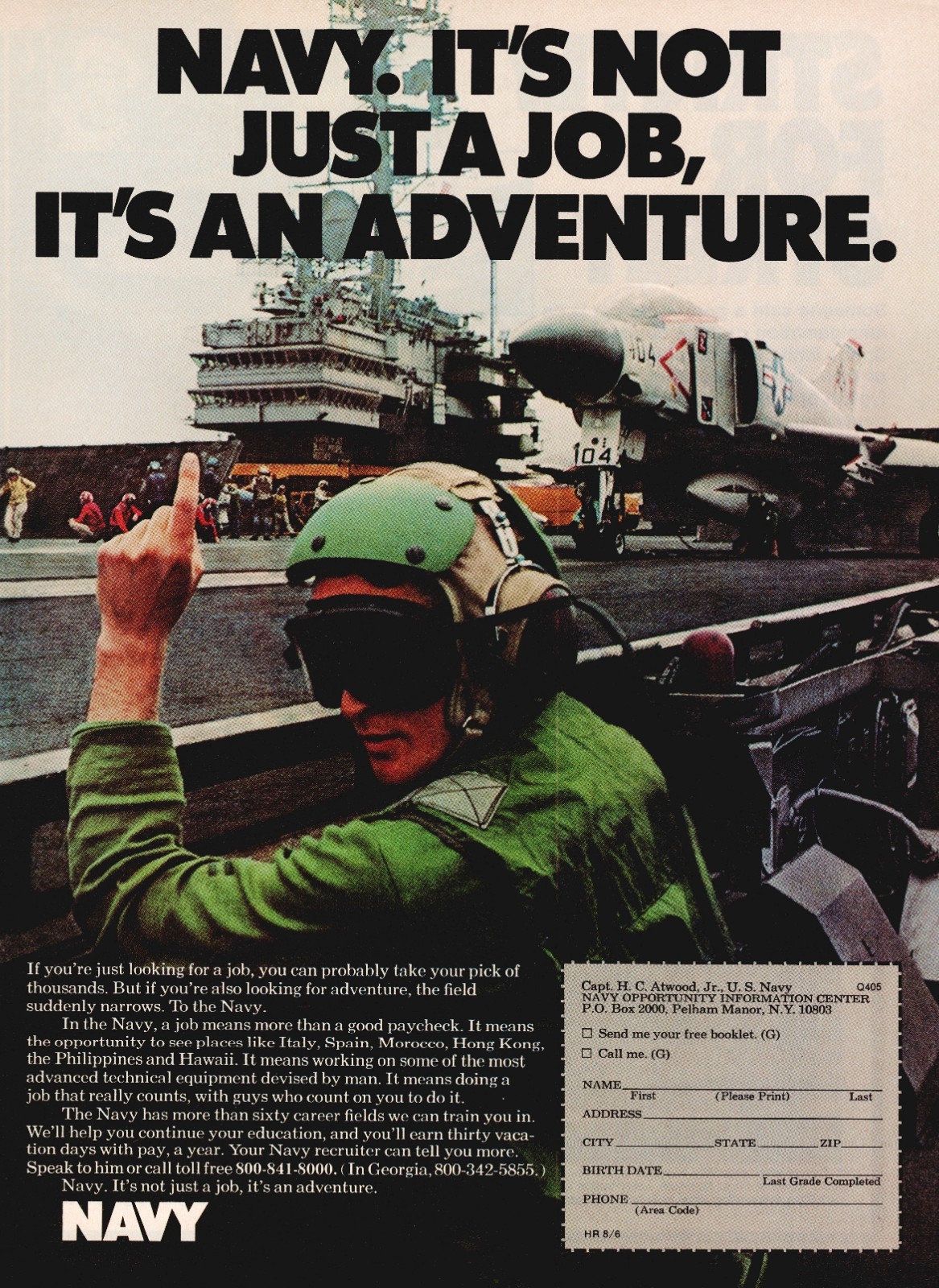 1976 US Navy Recruitment Vintage Print Ad