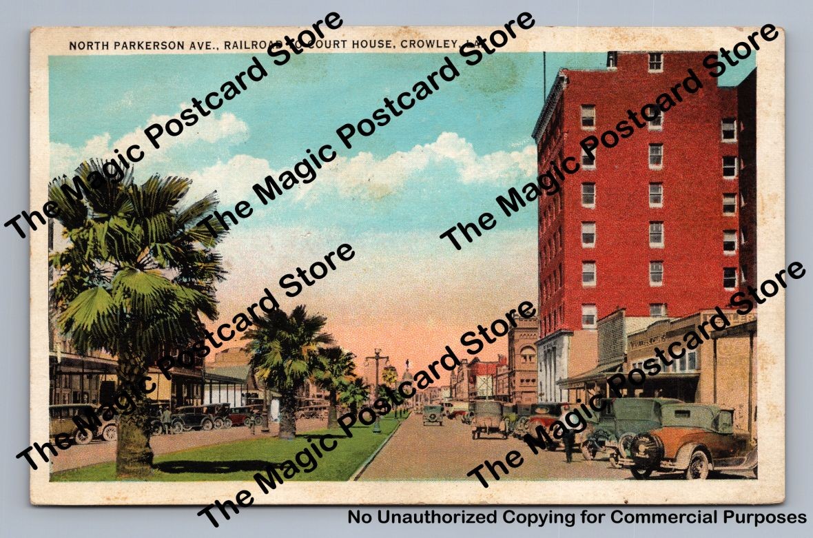 North Parkerson Ave CROWLEY Louisiana Antique Postcard 1934