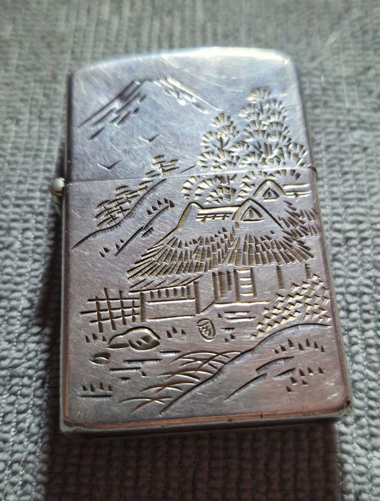 Vintage 1950s Japanese Sterling 950 Silver Lighter with Zippo Insert Working