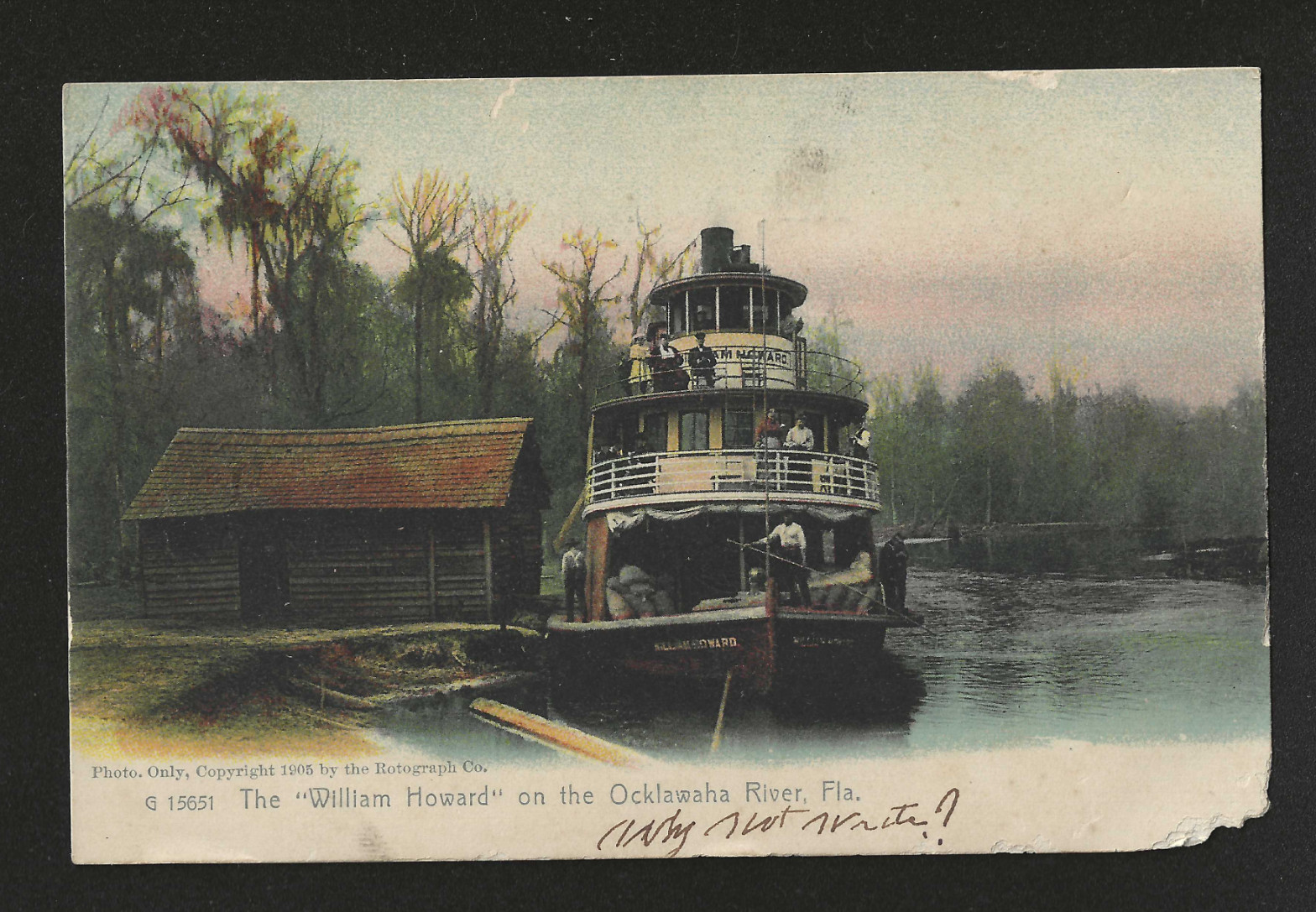 1905 Steamboat William Howard Ocklawaha River Florida Postcard Rotograph Ocala