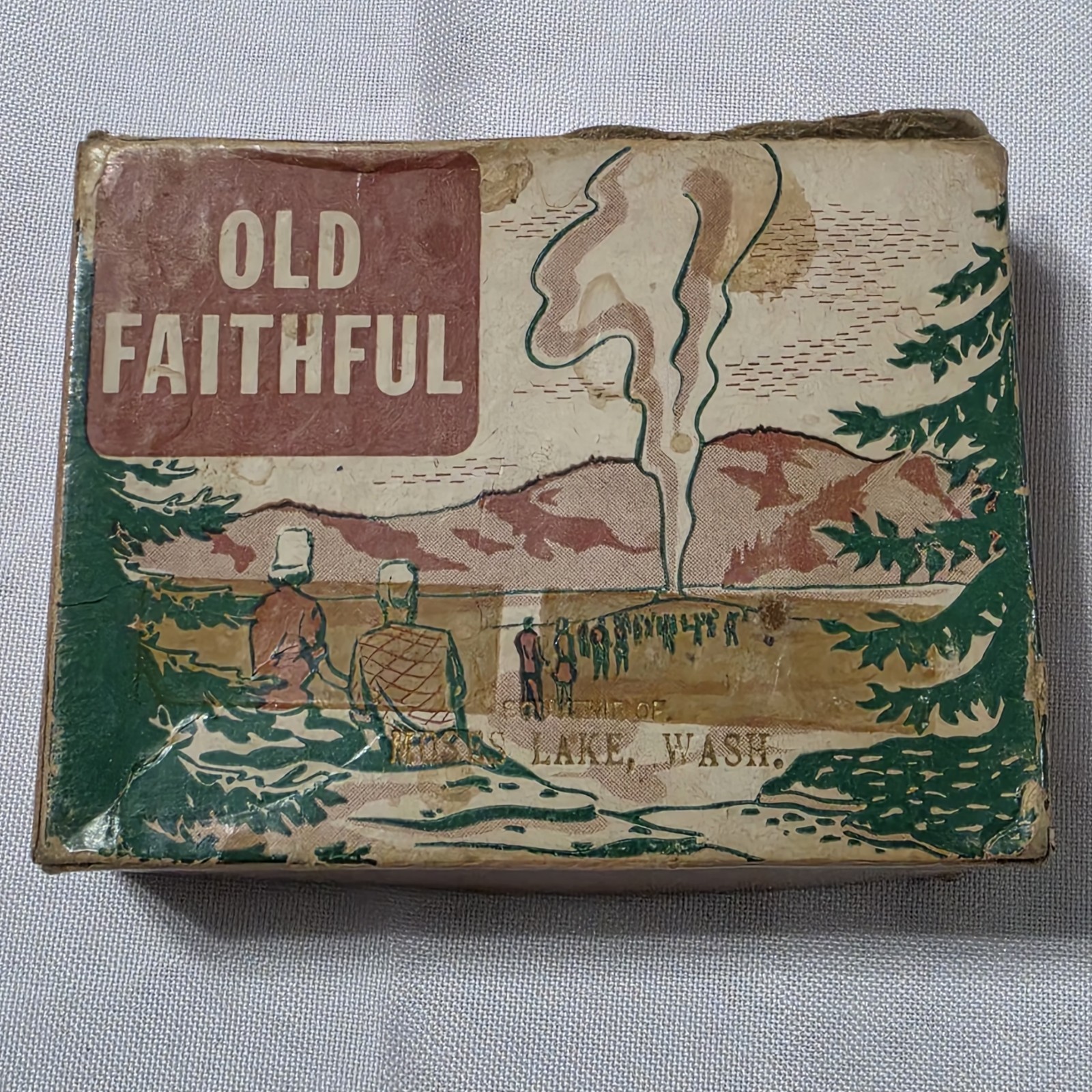 1947 H Fishlove Old Faithful Yellowstone Novelty Souvenir Original Box Vintage