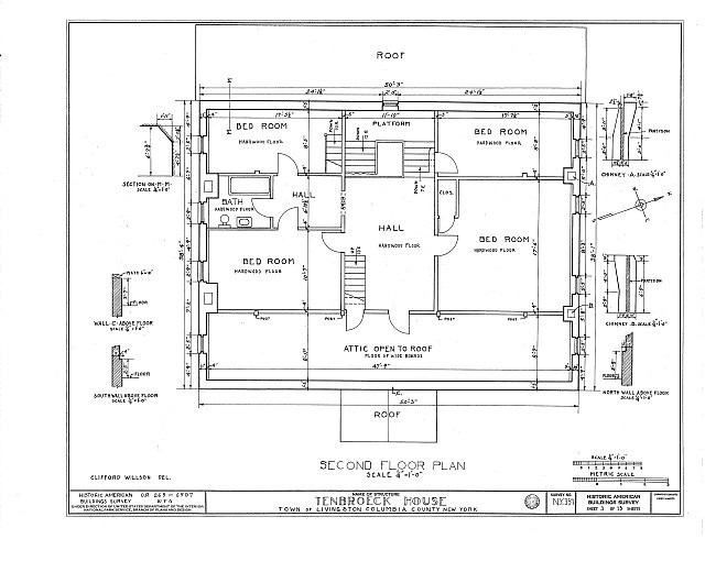 Photo:Livingston NY Ten Broeck House 1930s Second Floor Plan HABS