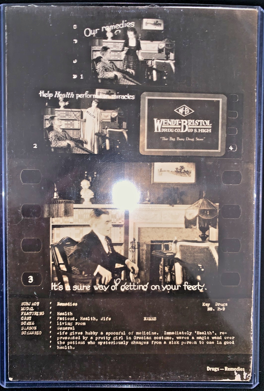 1920s Wendt-Bristol Drug Co. Columbus, OH Storyboard Silent Film Ad Proof 1920s Wendt-Bristol Drug Co. Columbus, OH Storyboard Silent Film Ad Proof