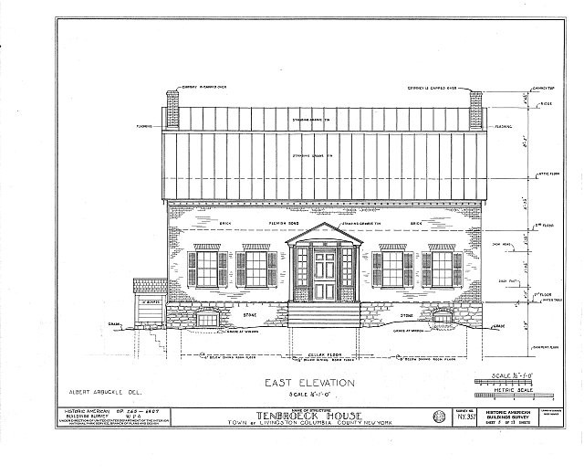 Photo:Livingston NY Ten Broeck House 1900s East Elevation HABS Drawing