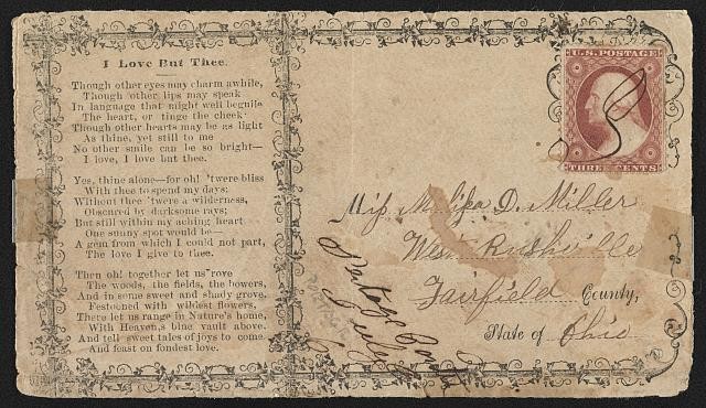 Jefferson Ohio Civil War 1860s Patriotic Envelope Stamp Poem I Love But Thee