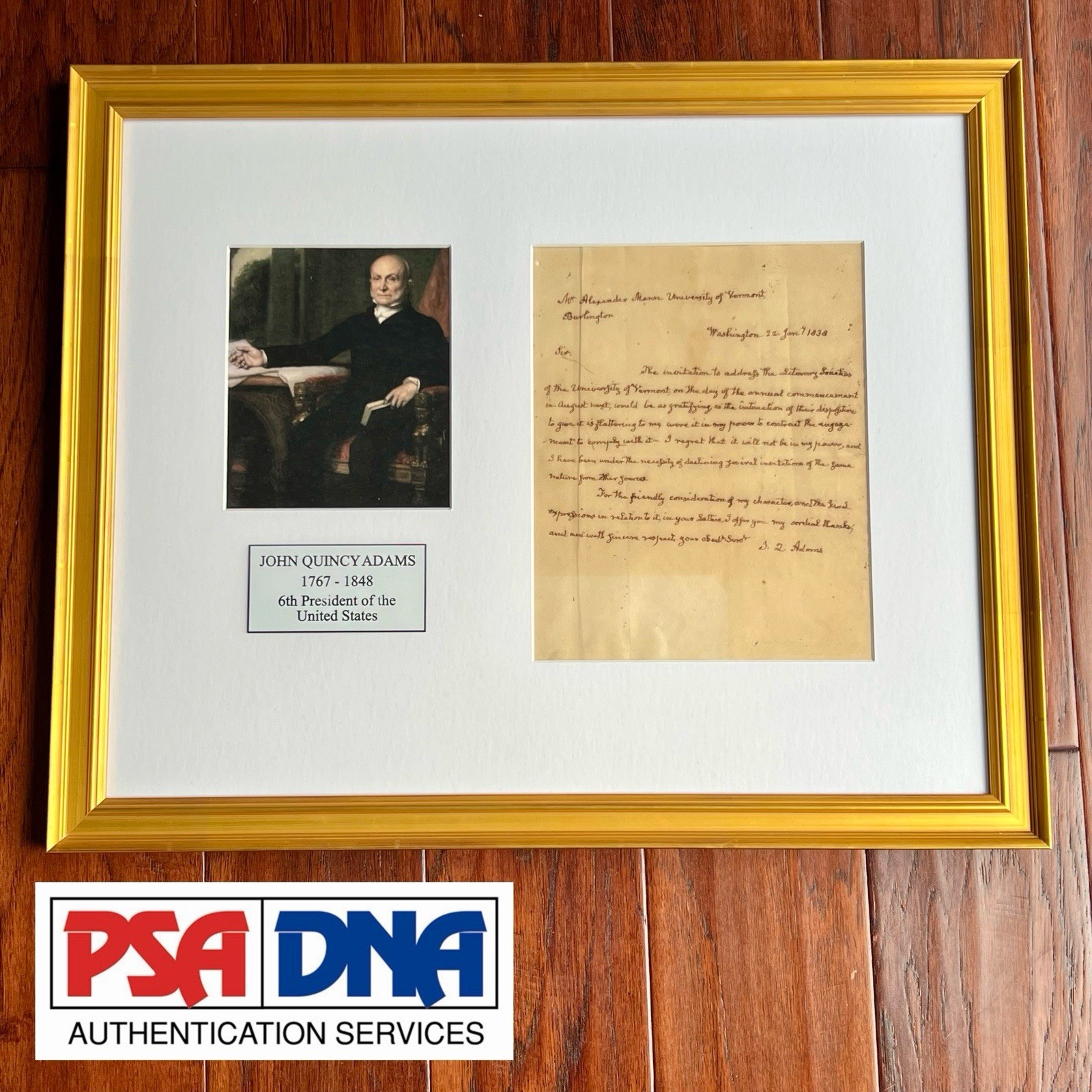 JOHN QUINCY ADAMS Handwritten Autograph Letter Signed During Slavery Debates PSA